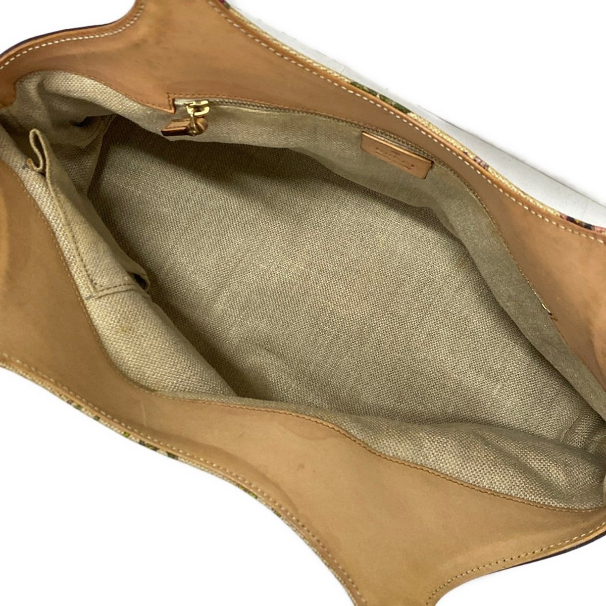 Gucci Tote Flora Bamboo Ivory Dark Green Multi Leather