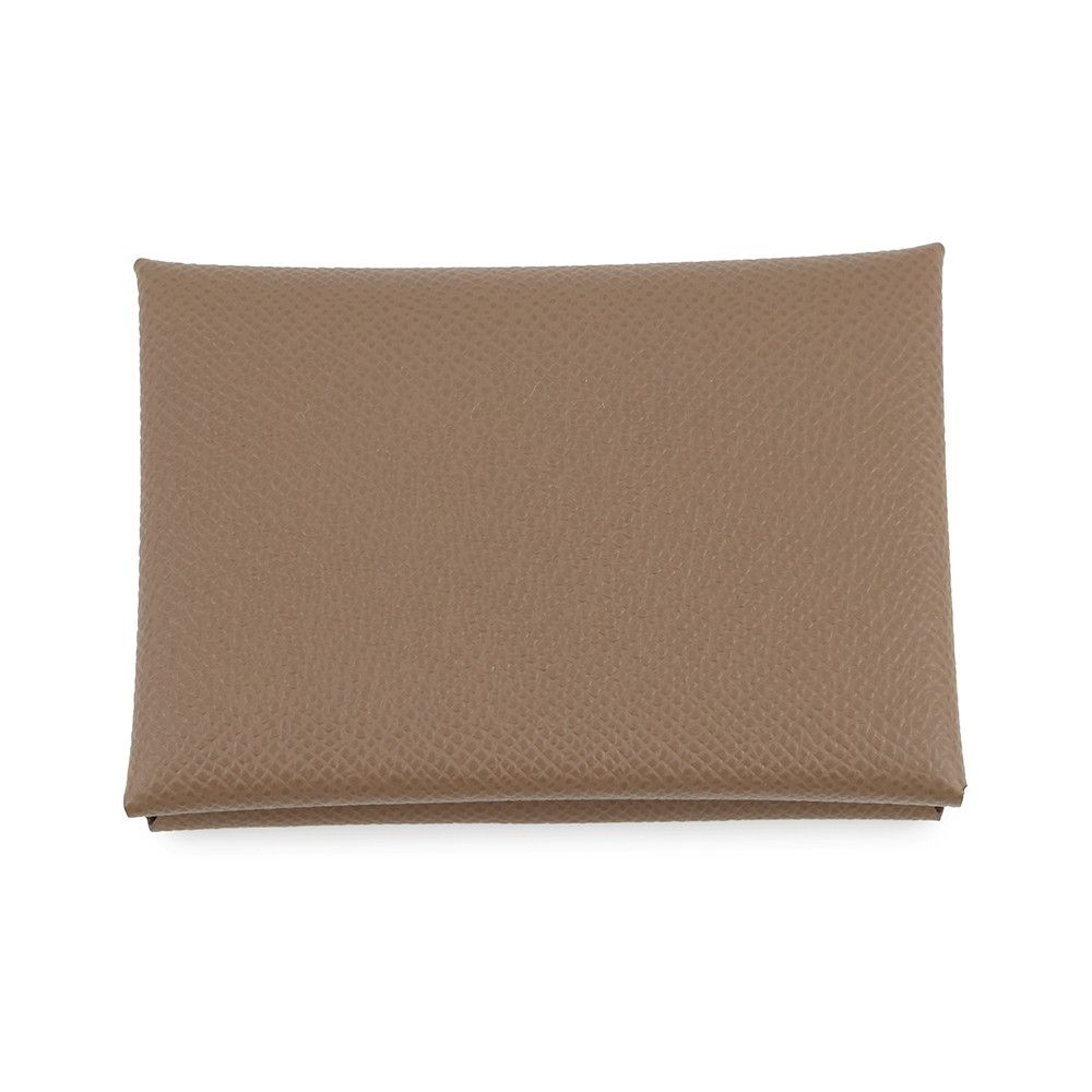 Hermes Coin Case Calvi Duo Etoupe Silver Epsom