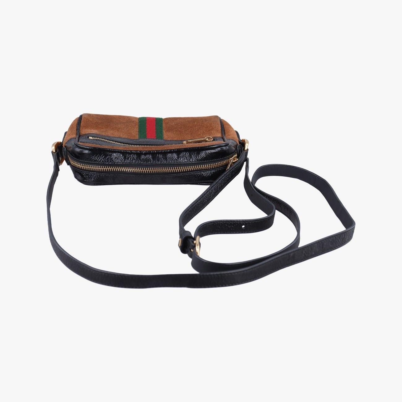 Gucci Ophidia Brown Black Leather Messenger Bag