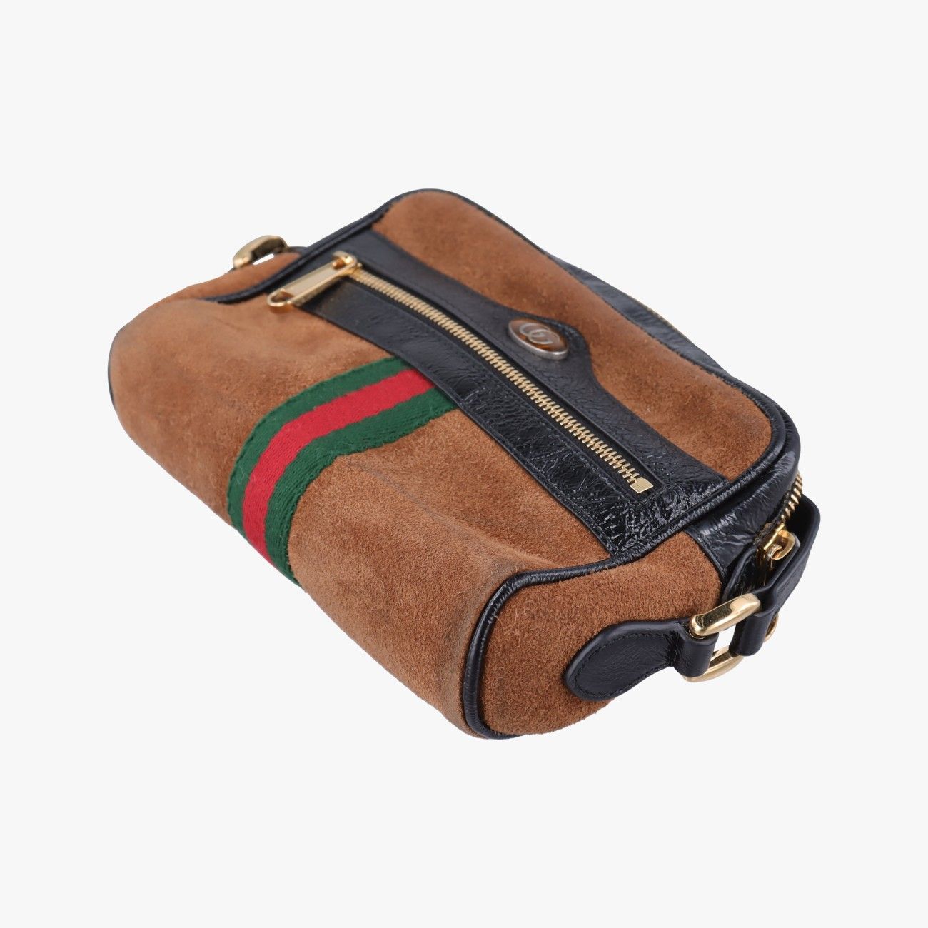 Gucci Ophidia Brown Black Leather Messenger Bag