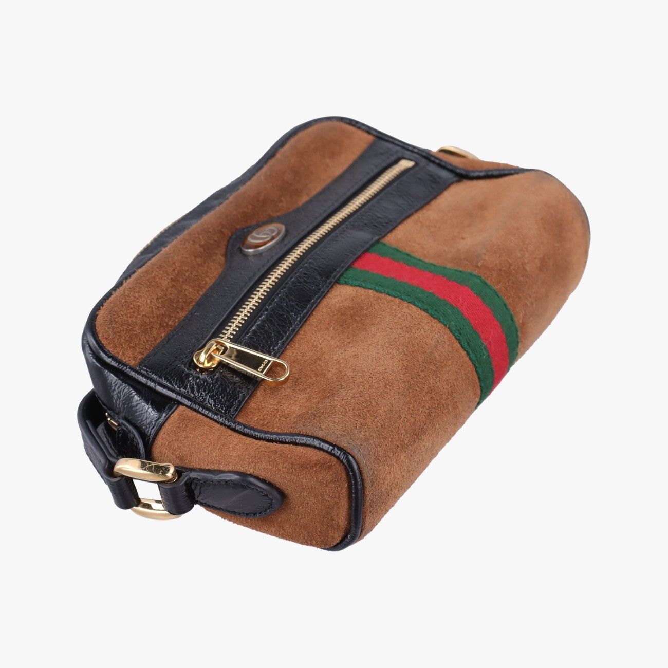 Gucci Ophidia Brown Black Leather Messenger Bag