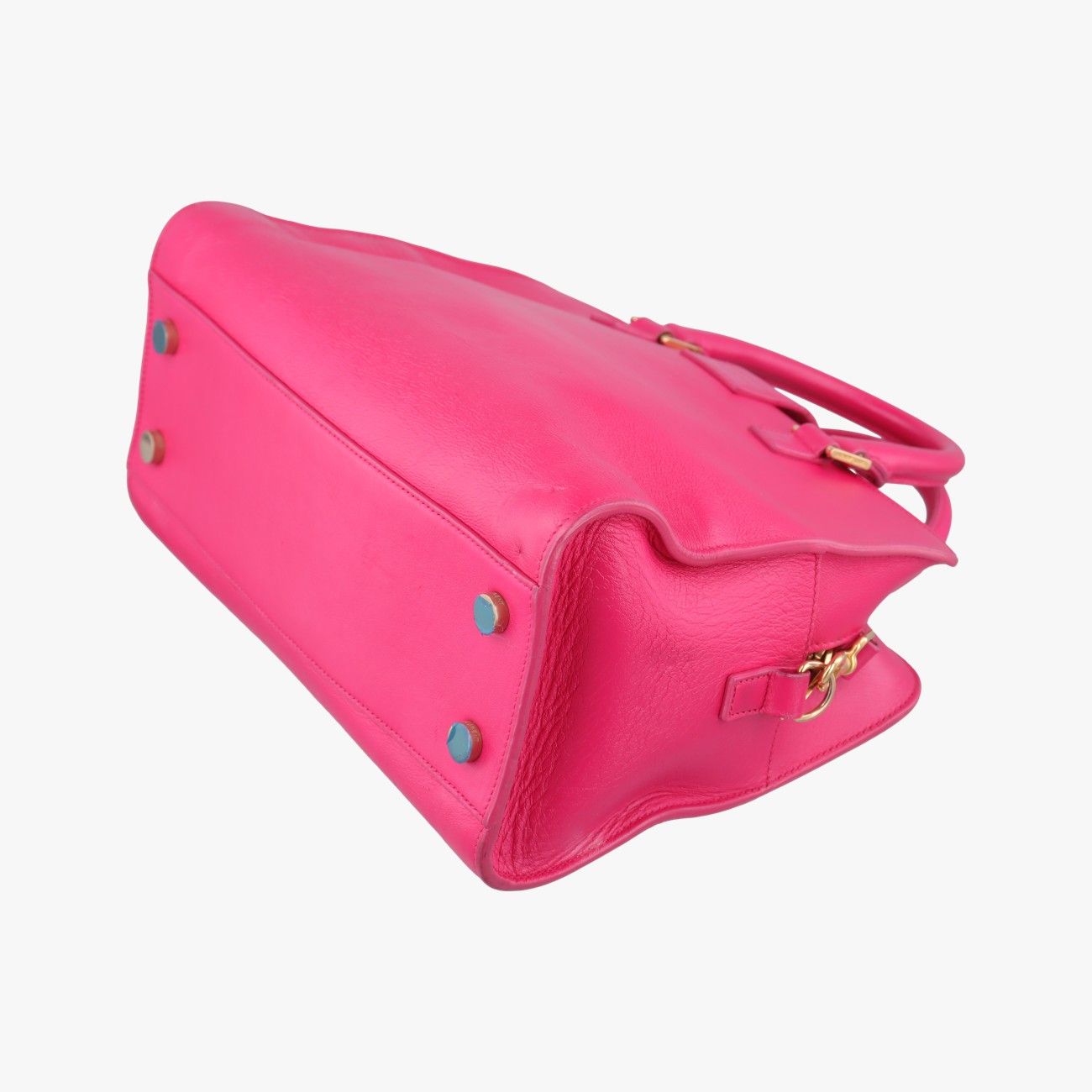 Saint Laurent Yves Baby Cabas Rose Red Leather Messenger Bag