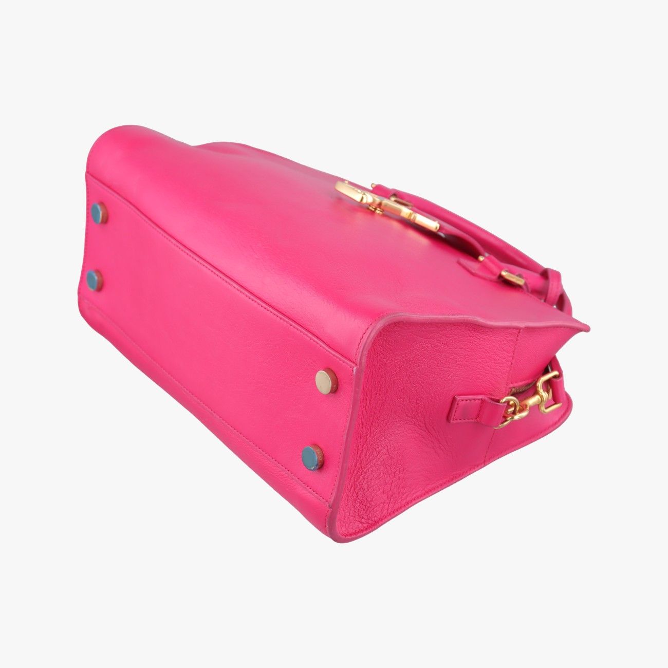 Saint Laurent Yves Baby Cabas Rose Red Leather Messenger Bag