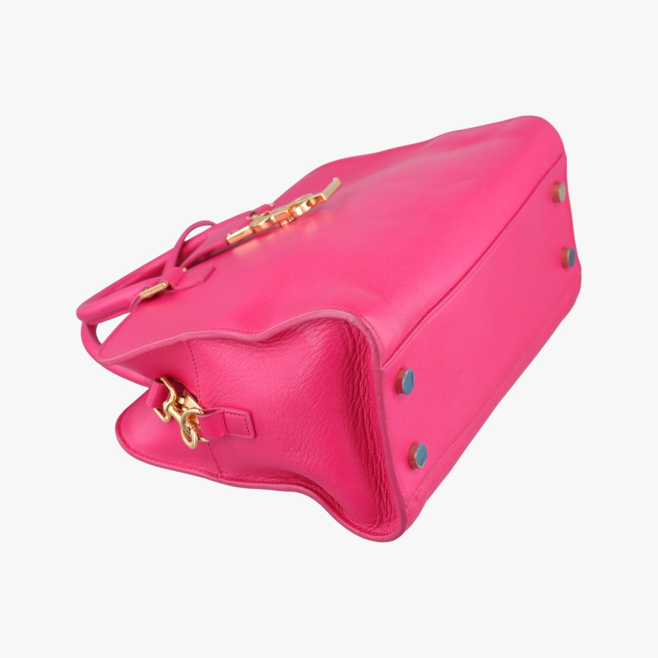 Saint Laurent Yves Baby Cabas Rose Red Leather Messenger Bag