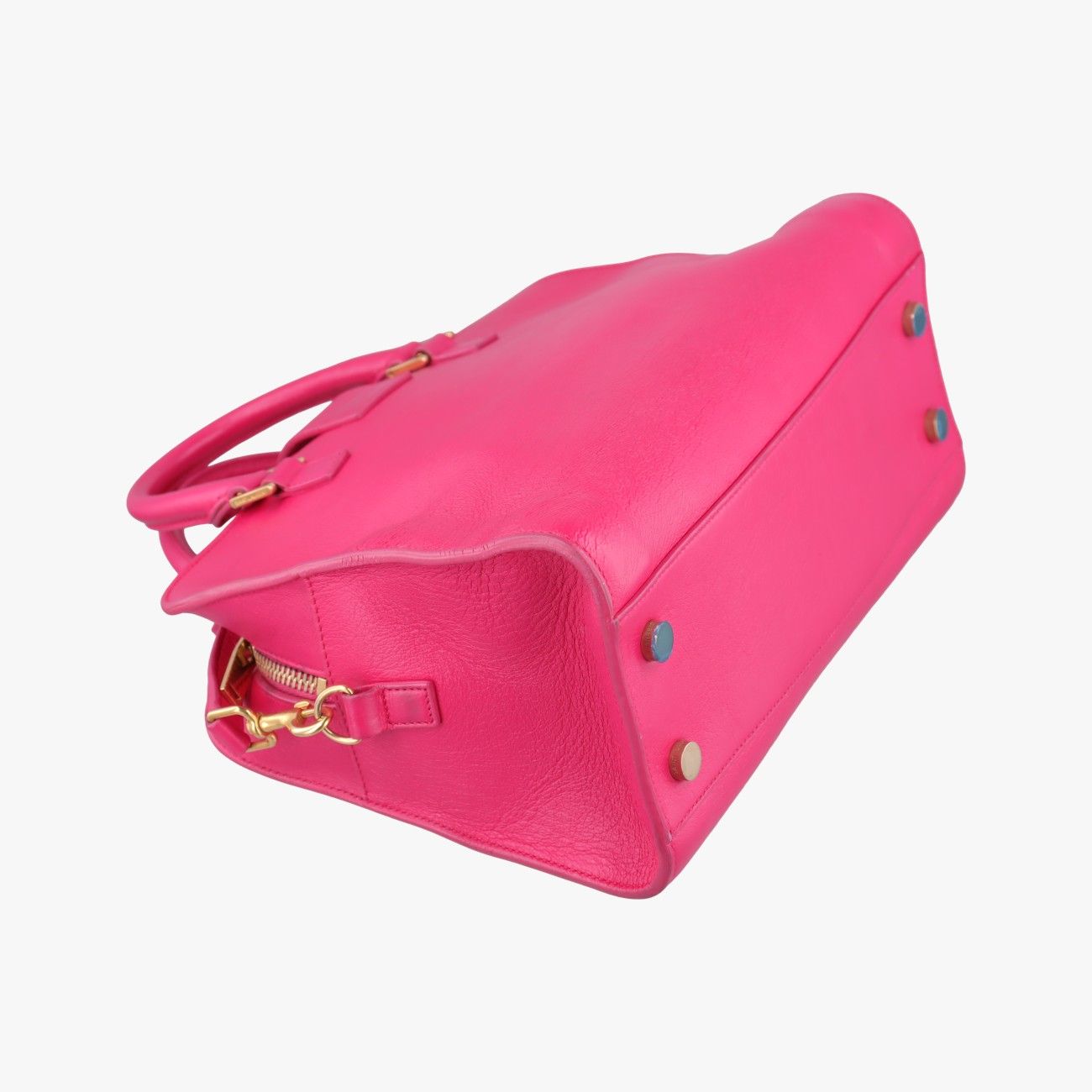 Saint Laurent Yves Baby Cabas Rose Red Leather Messenger Bag