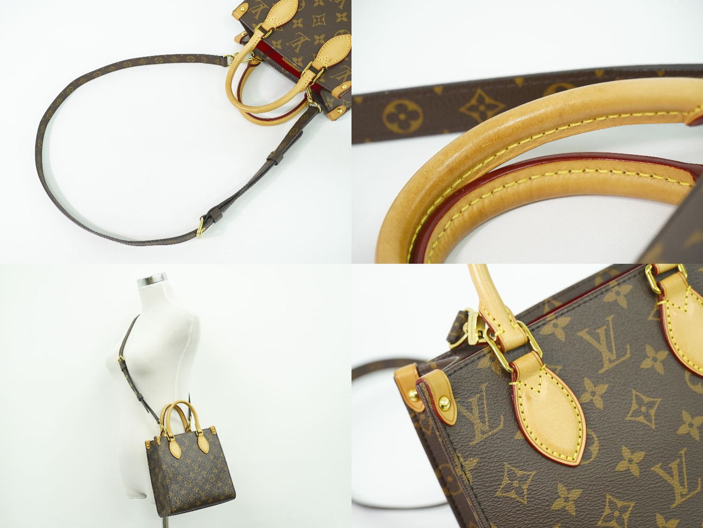 Louis Vuitton LV Sac Plat BB Monogram 2-Way Shoulder Bag Brown