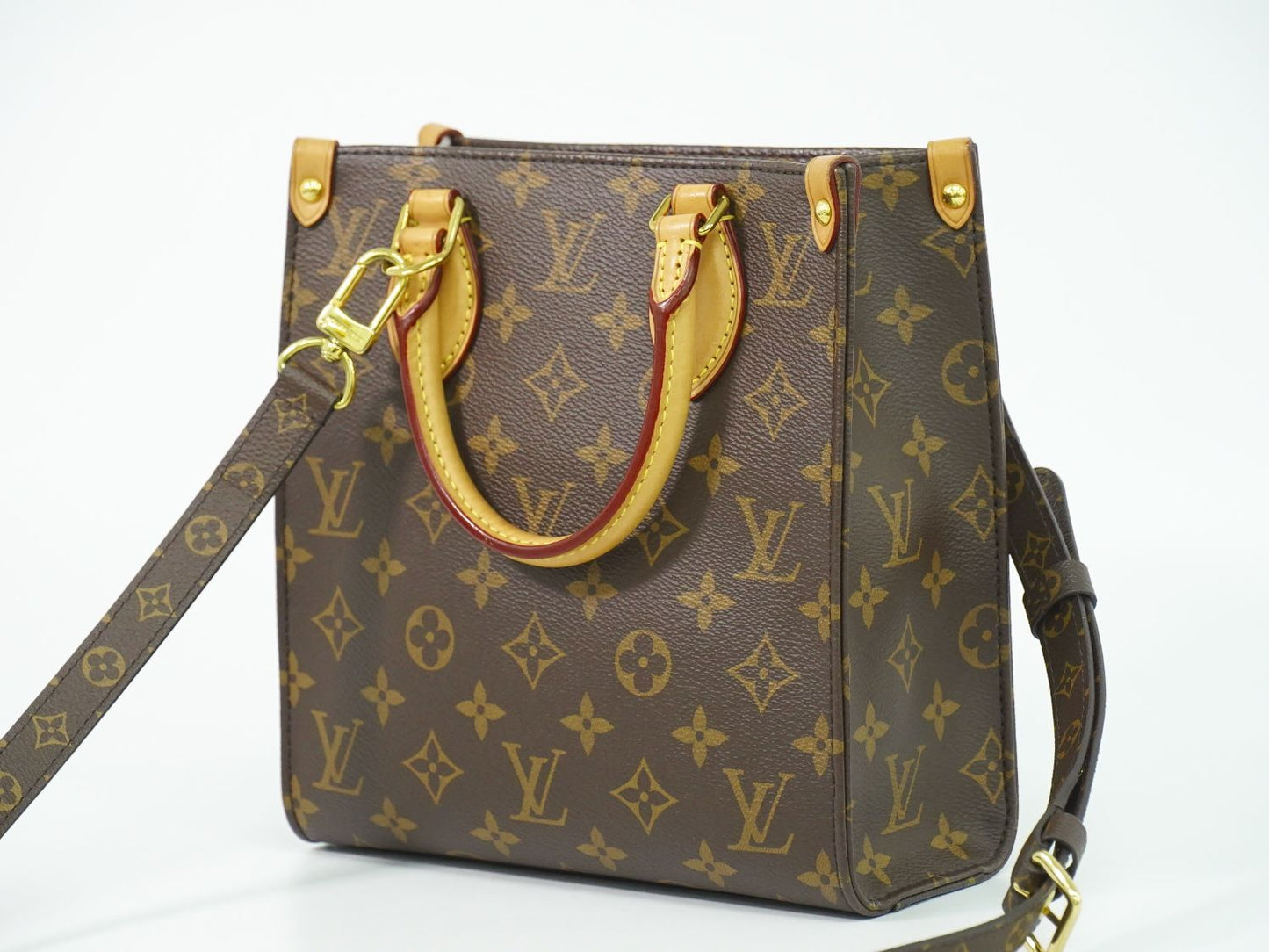 Louis Vuitton LV Sac Plat BB Monogram 2-Way Shoulder Bag Brown