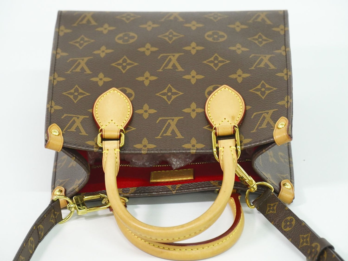 Louis Vuitton LV Sac Plat BB Monogram 2-Way Shoulder Bag Brown