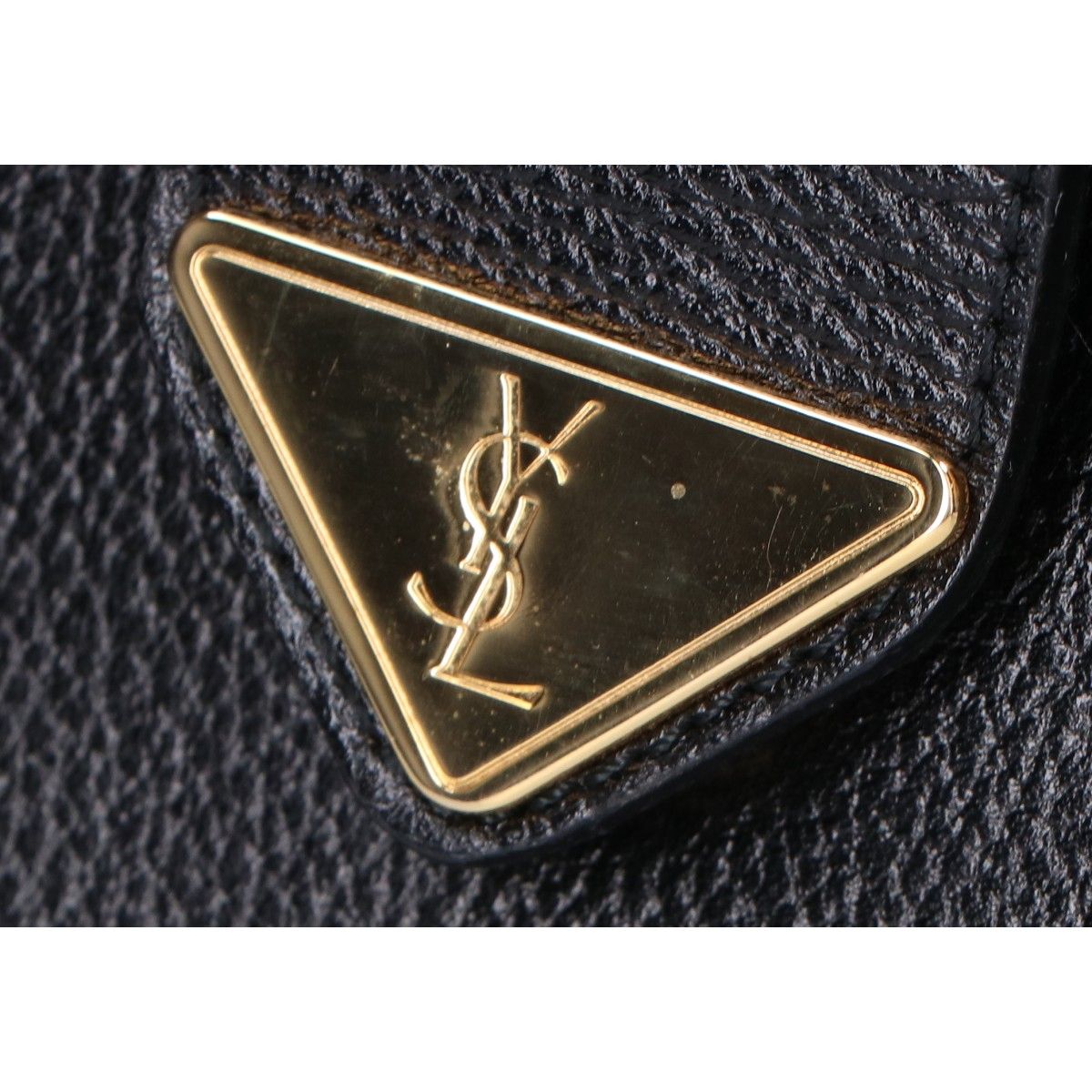 Saint Laurent Yves Vintage Logo Plate Leather Clutch