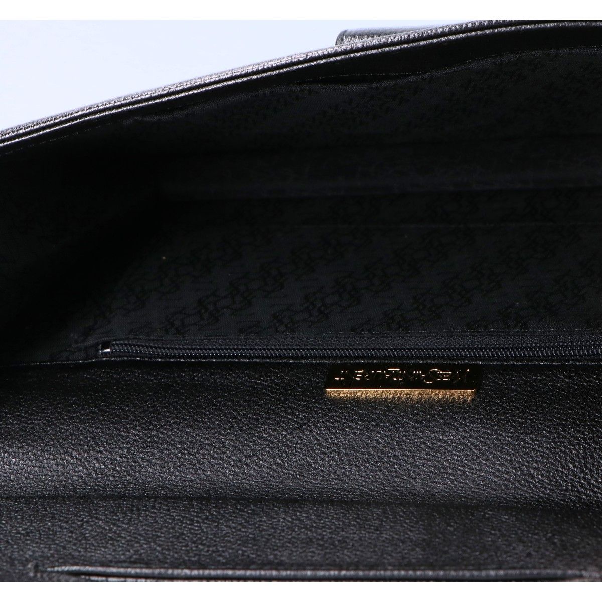 Saint Laurent Yves Vintage Logo Plate Leather Clutch