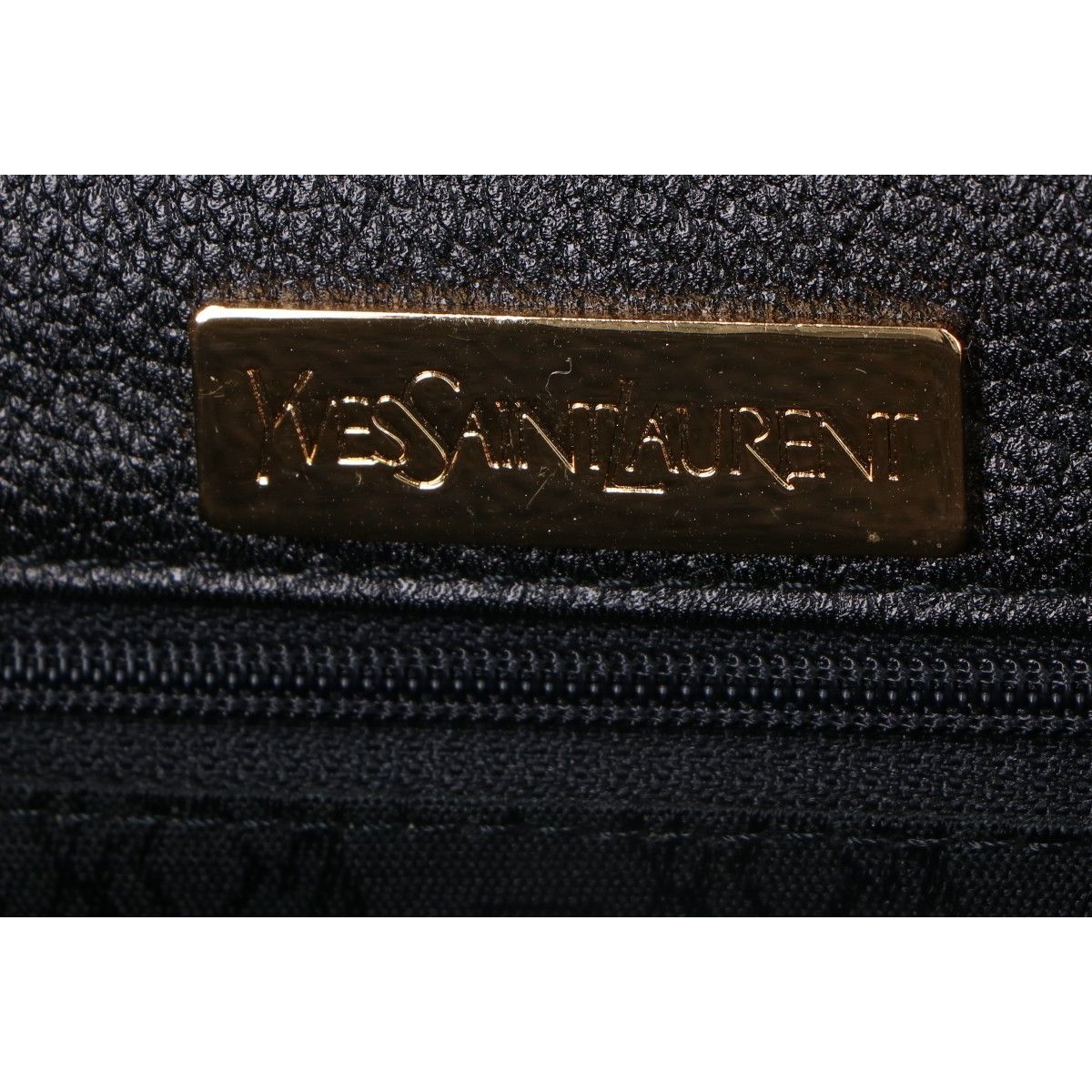 Saint Laurent Yves Vintage Logo Plate Leather Clutch