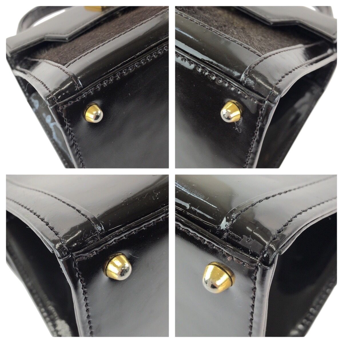 Versace Sunburst Pony Hair Dark Brown Gold Enamel Calf Handbag
