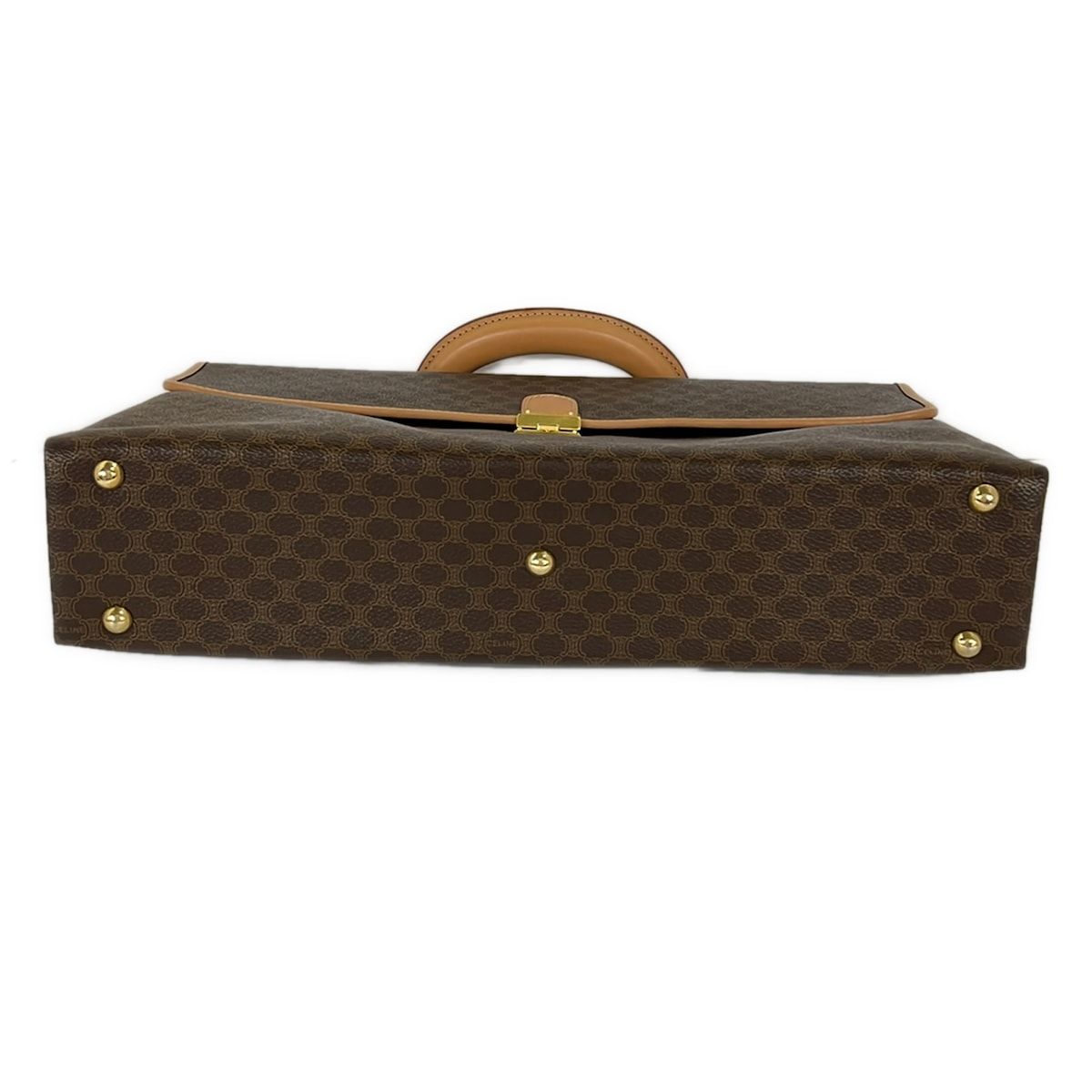 Celine Business Bag Macadam Pattern Da Ku Brown Beige Leather