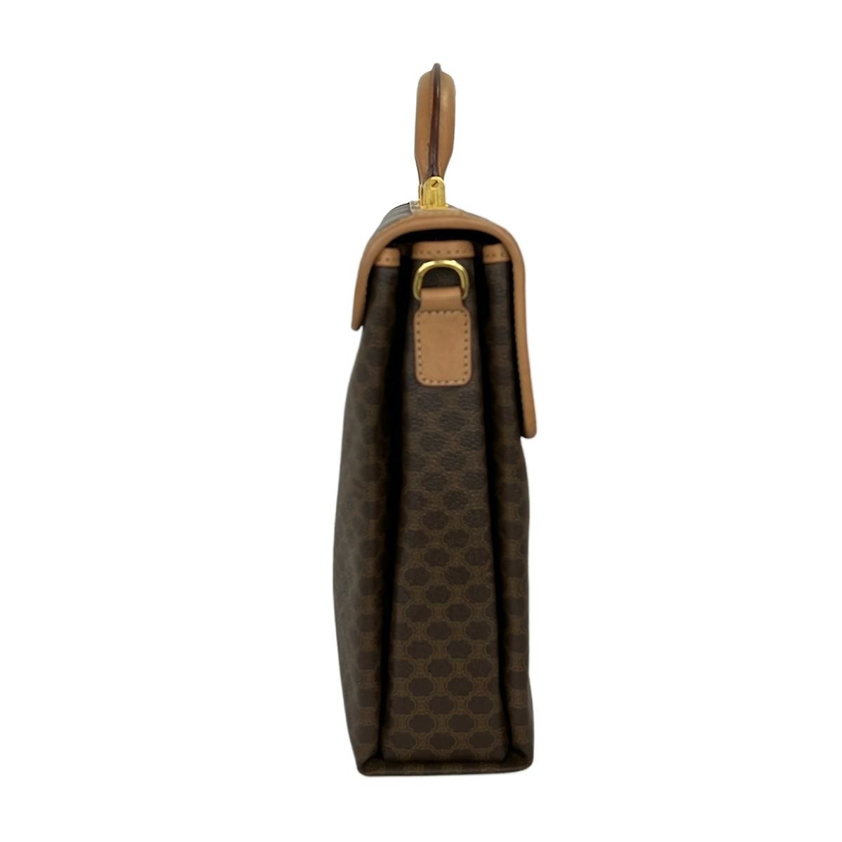 Celine Business Bag Macadam Pattern Da Ku Brown Beige Leather