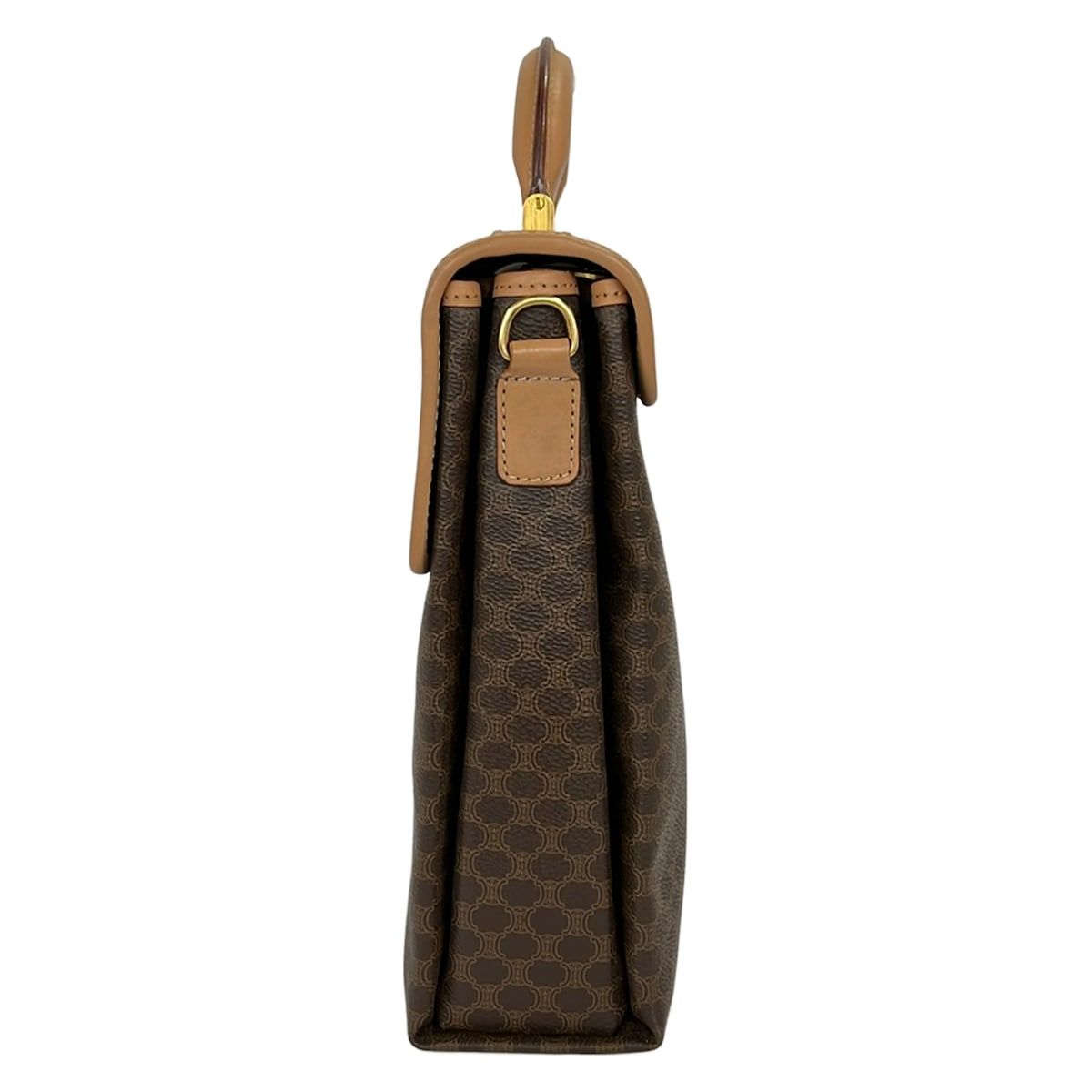 Celine Business Bag Macadam Pattern Da Ku Brown Beige Leather
