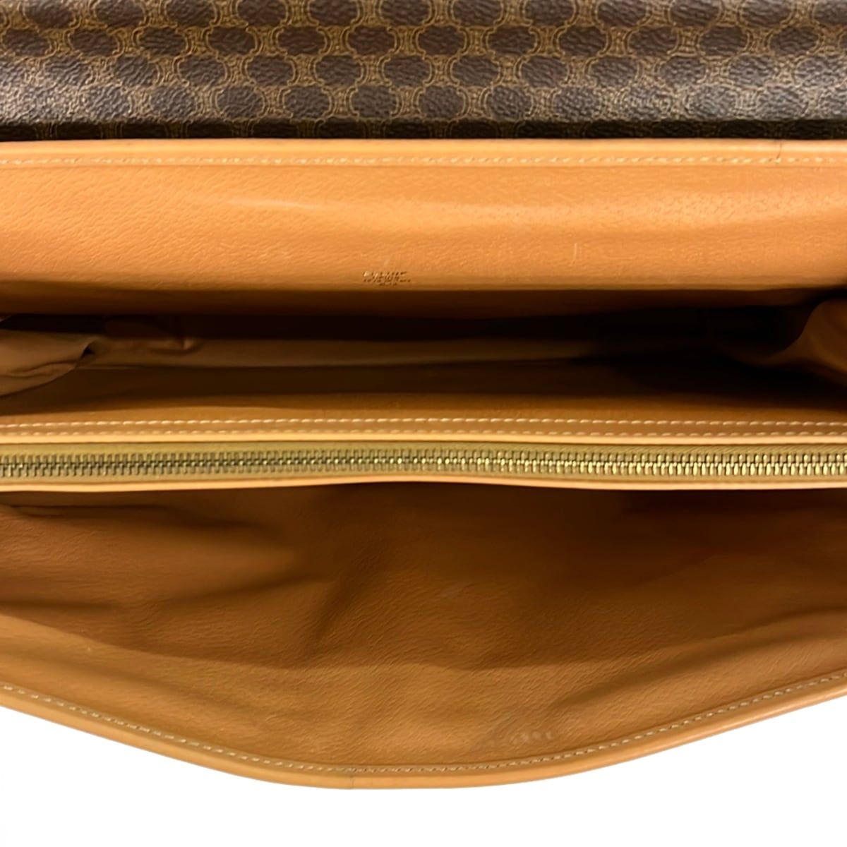 Celine Business Bag Macadam Pattern Da Ku Brown Beige Leather