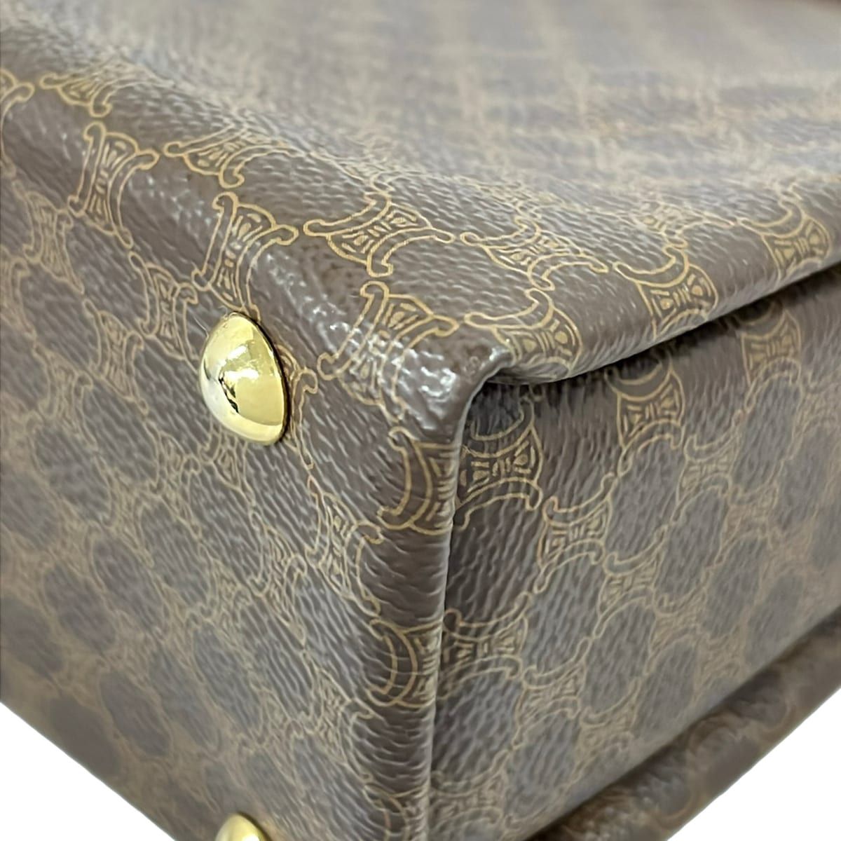 Celine Business Bag Macadam Pattern Da Ku Brown Beige Leather