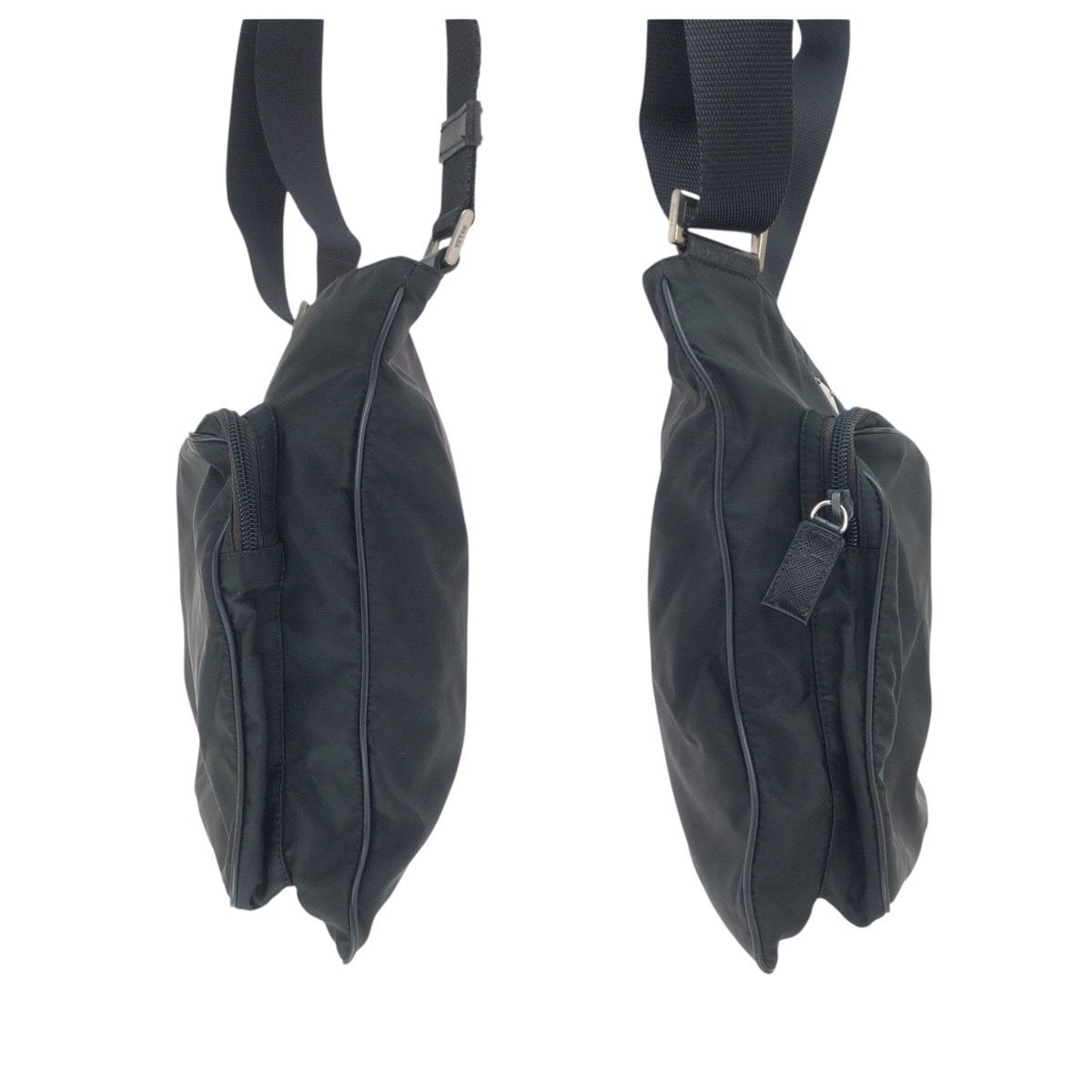 Prada Tessuto Black Silver Nylon Shoulder Bag