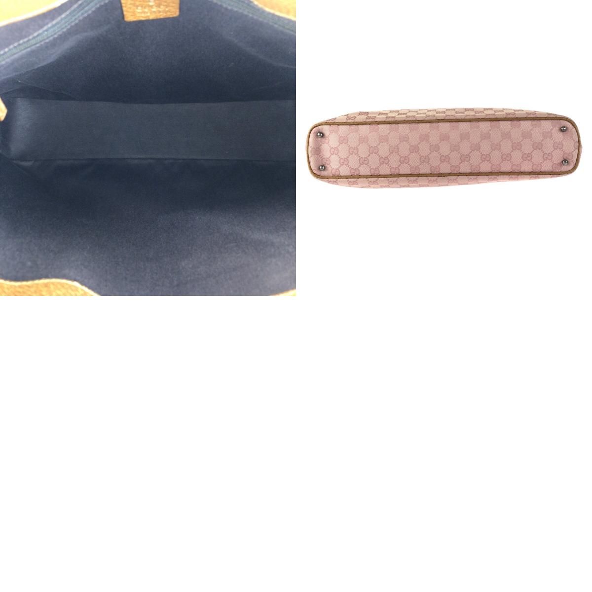 Gucci Pink Brown Silver GG Canvas Leather Tote Shoulder Bag