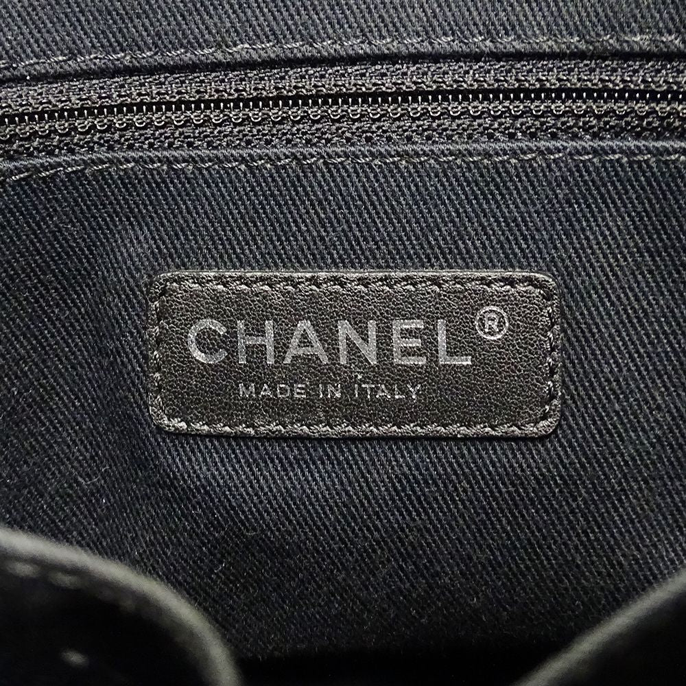 Chanel Quilted Tote Caviar Leather Black Silver Chain Large