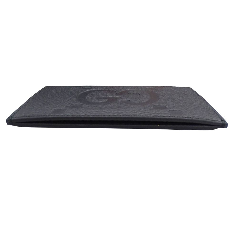 Gucci Card Case Jumbo GG Maxi Leather Black Compact