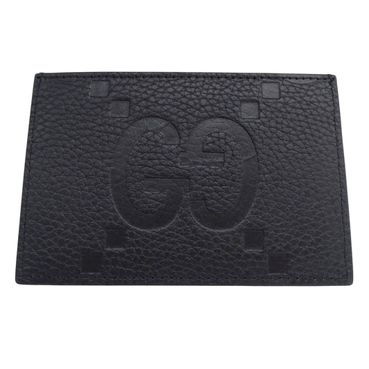 Gucci Card Case Jumbo GG Maxi Leather Black Compact