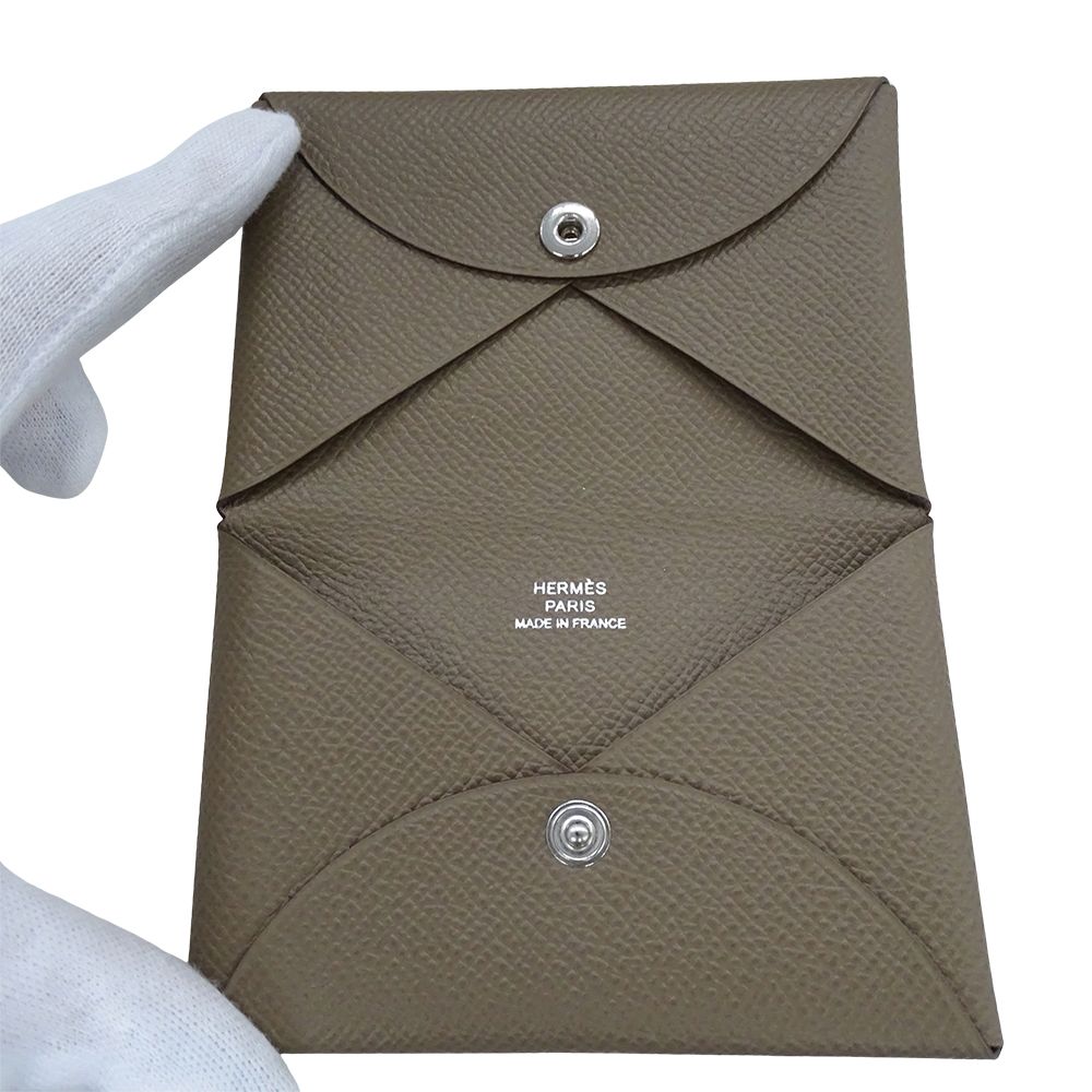 Hermes Card Case Calvi Veau Epsom Top Business Holder Simple