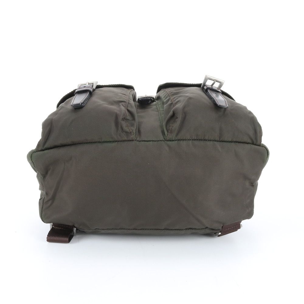 Prada Tessuto Nylon Triangle Logo Leather Backpack Ebe
