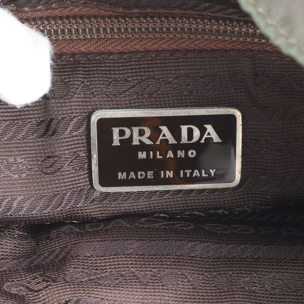 Prada Tessuto Nylon Triangle Logo Leather Backpack Ebe