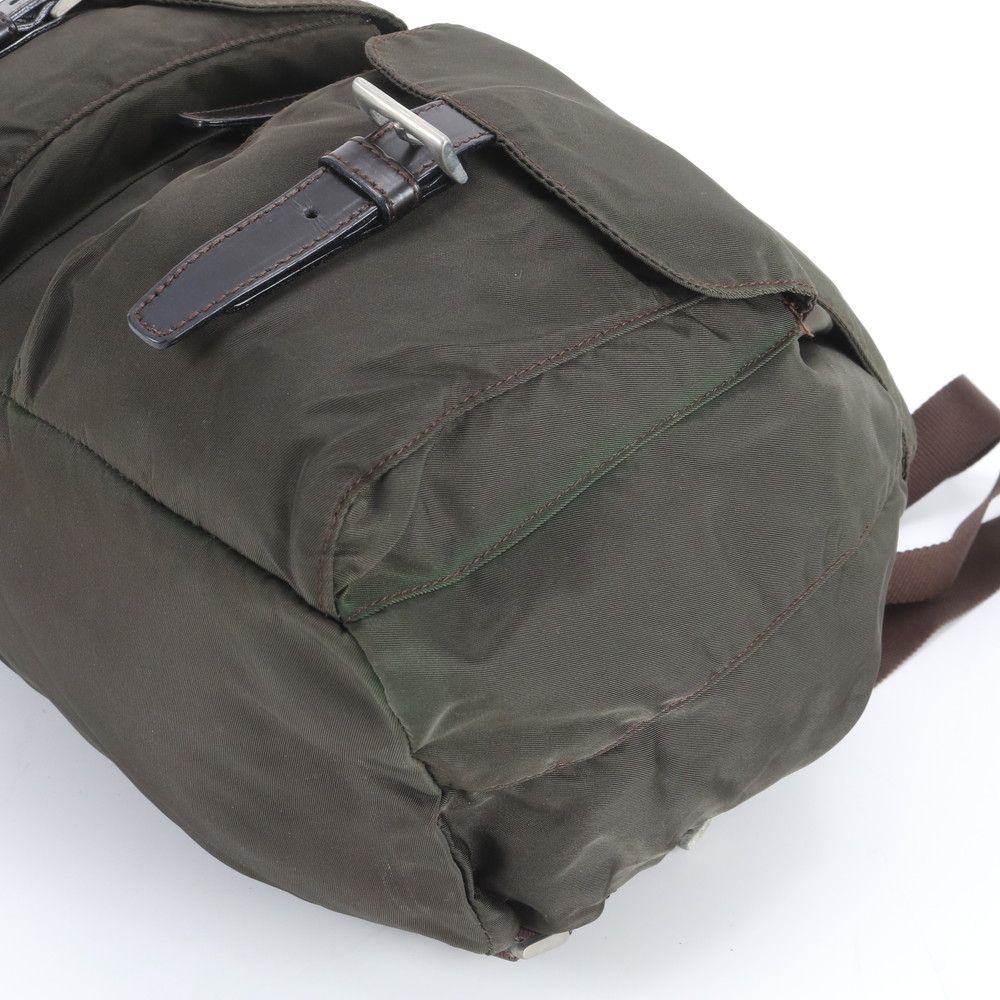 Prada Tessuto Nylon Triangle Logo Leather Backpack Ebe