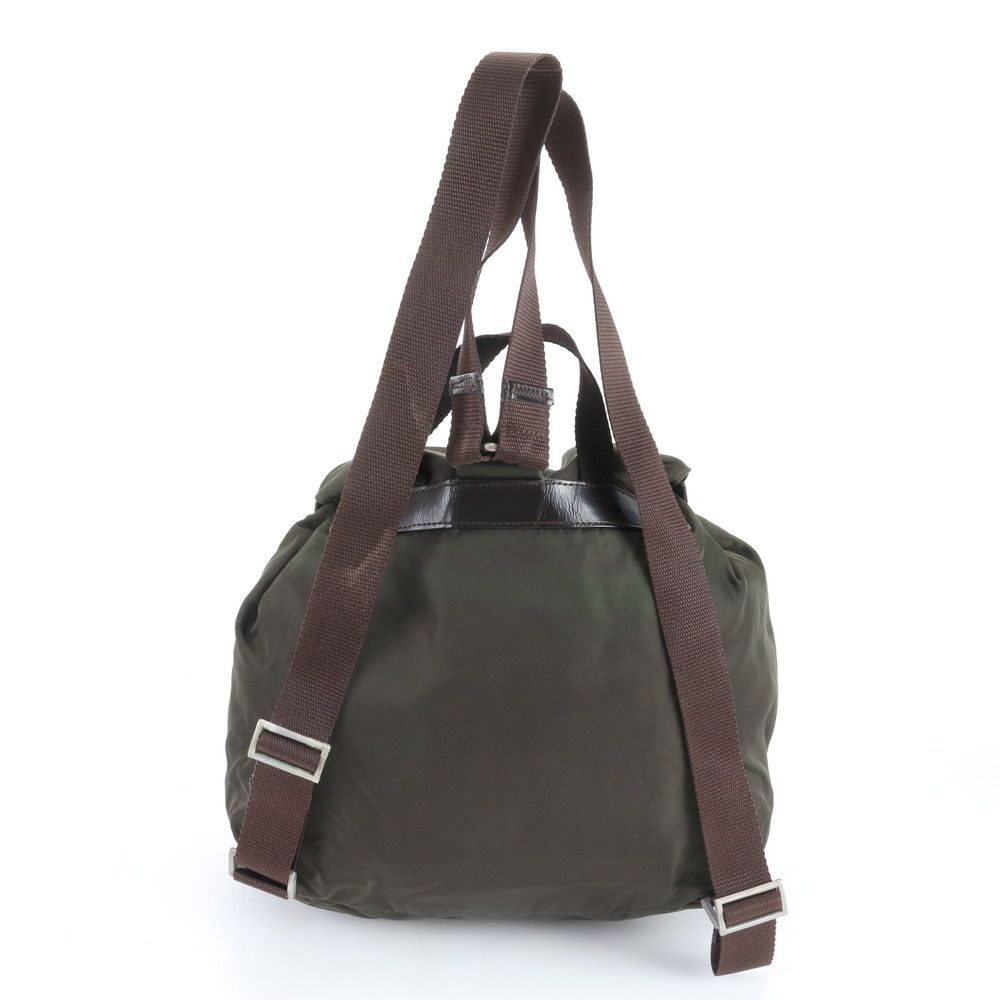 Prada Tessuto Nylon Triangle Logo Leather Backpack Ebe