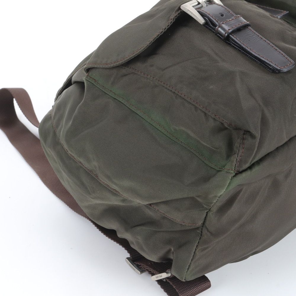 Prada Tessuto Nylon Triangle Logo Leather Backpack Ebe