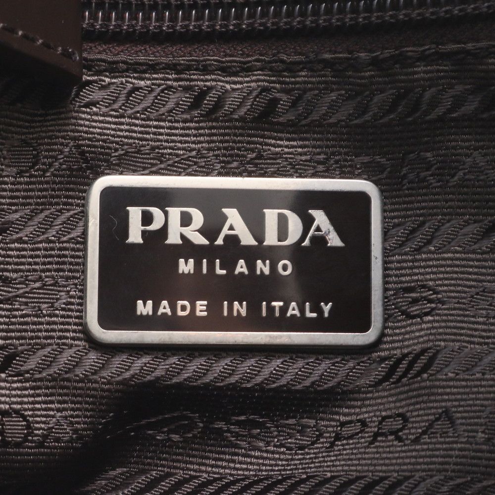 Prada Tessuto Nylon Triangle Logo Leather Backpack Ebe