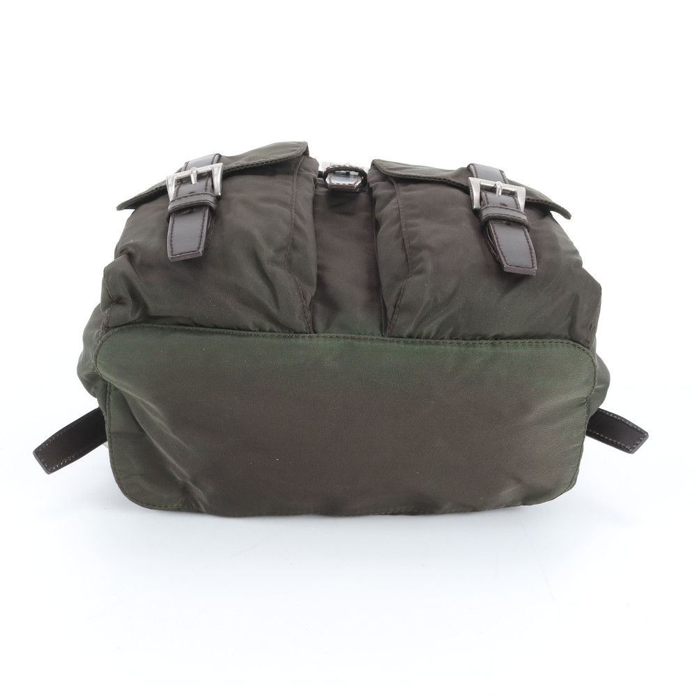 Prada Tessuto Nylon Triangle Logo Leather Backpack Ebe