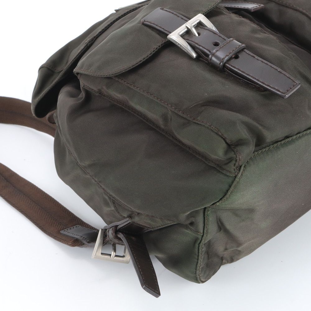 Prada Tessuto Nylon Triangle Logo Leather Backpack Ebe