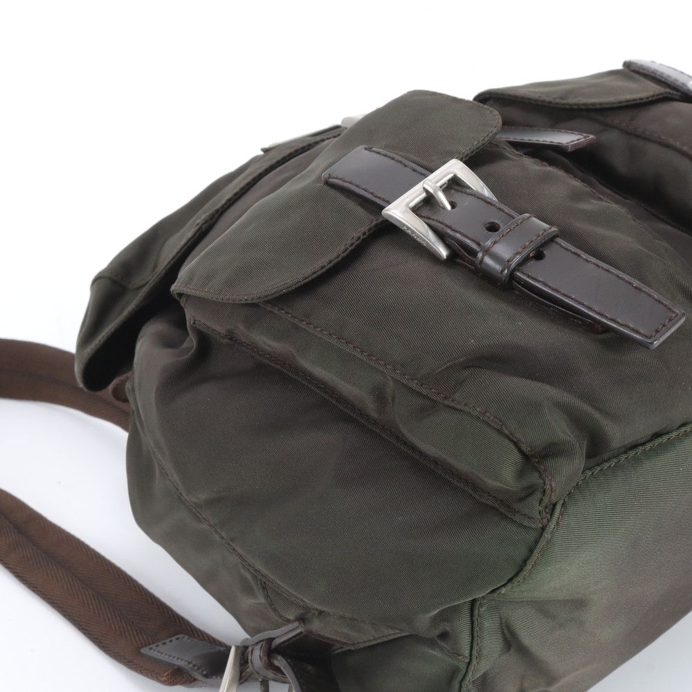 Prada Tessuto Nylon Triangle Logo Leather Backpack Ebe