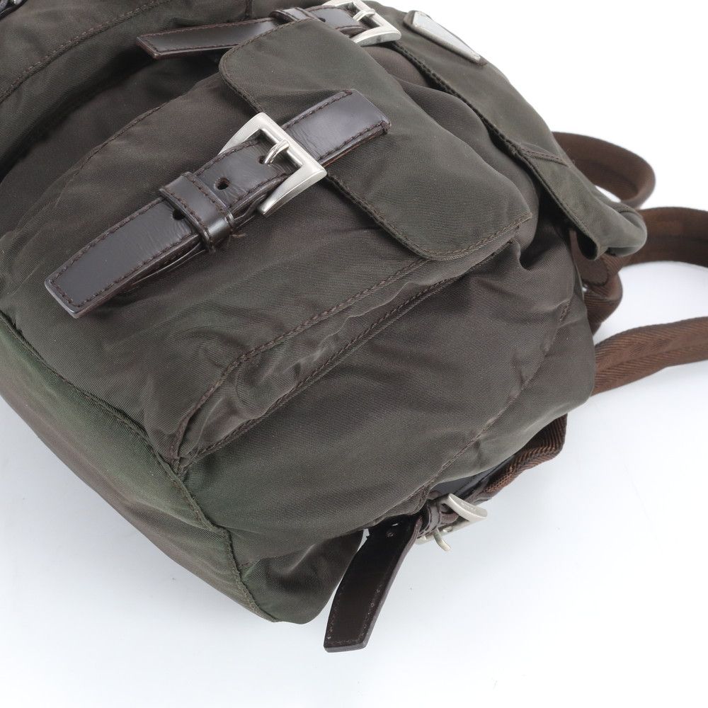 Prada Tessuto Nylon Triangle Logo Leather Backpack Ebe