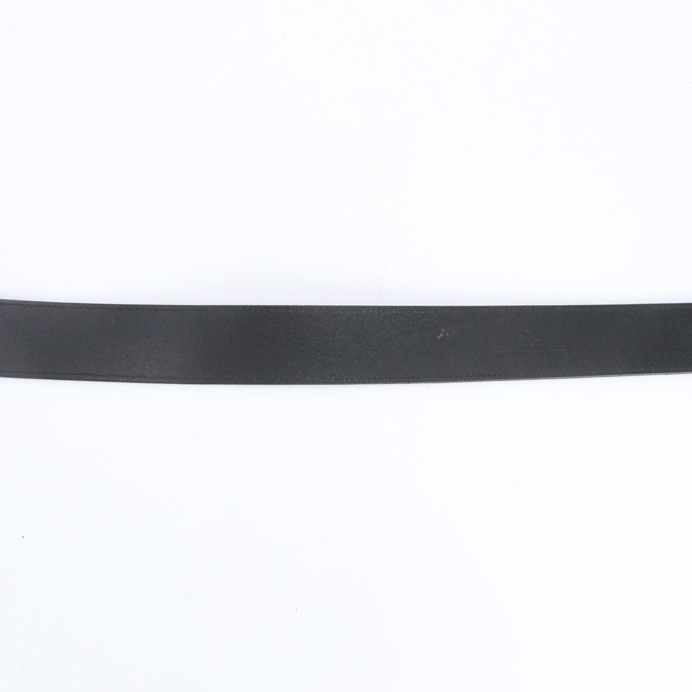 Gucci Interlocking Leather Belt Suit Black Silver Buckle Ewe