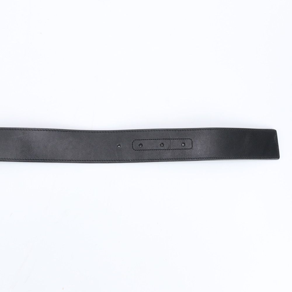 Gucci Interlocking Leather Belt Suit Black Silver Buckle Ewe