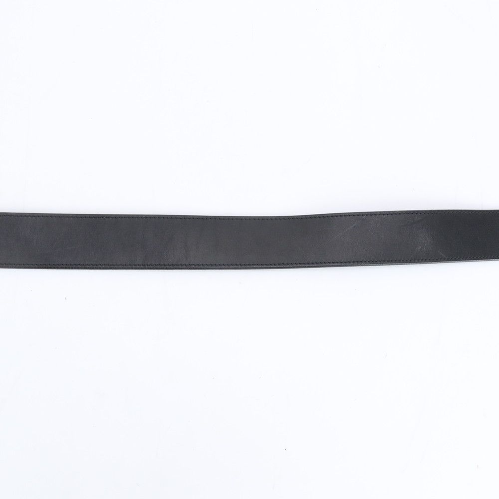 Gucci Interlocking Leather Belt Suit Black Silver Buckle Ewe