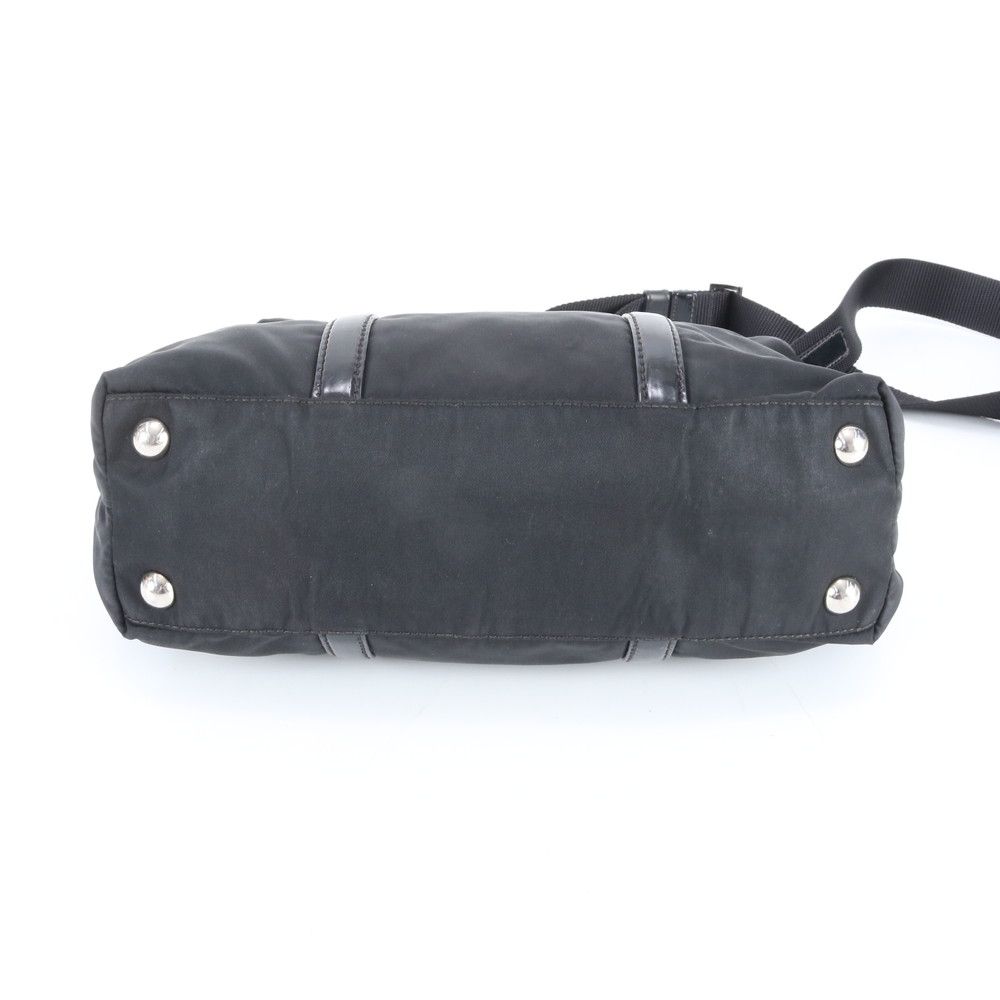 Prada Tessuto Nylon Triangle Logo Leather 2-Way Shoulder Bag Crossbody Tote Ebe