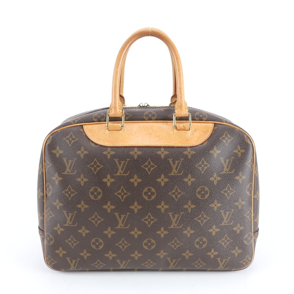Louis Vuitton Monogram Deauville Leather Tote Shoulder Hand Brown Rbe