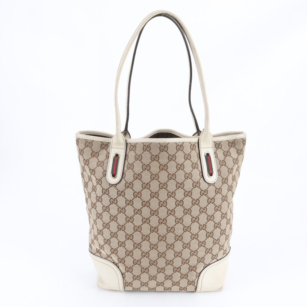 Gucci GG Canvas Sherry Prince Leather Tote Shoulder Hand Mbe