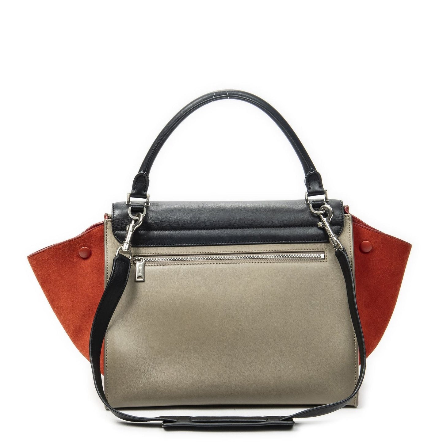 Celine Tricolor Trapeze Beige Black Red Calfskin Leather Messenger Bag