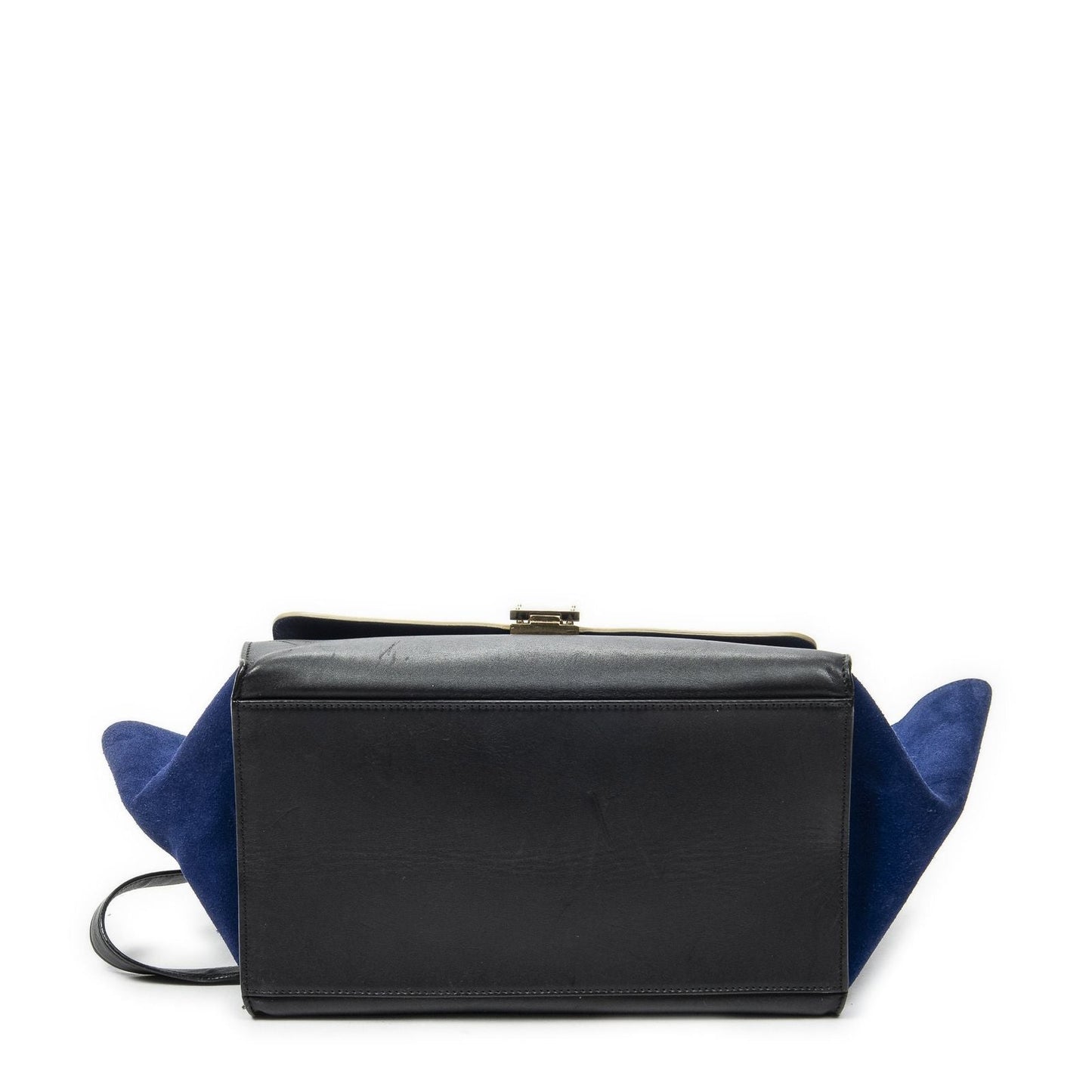 Celine Tricolor Trapeze Black Blue Taupe Calfskin Leather Messenger Bag