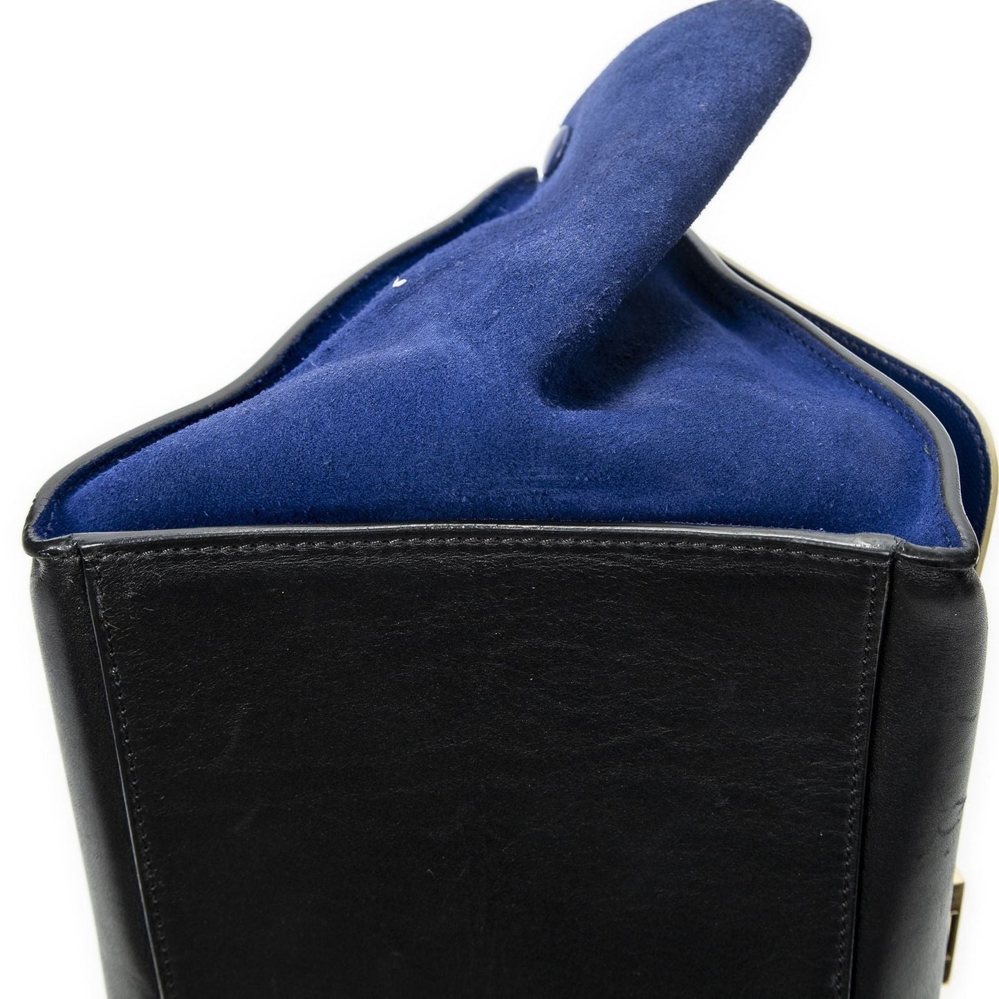 Celine Tricolor Trapeze Black Blue Taupe Calfskin Leather Messenger Bag