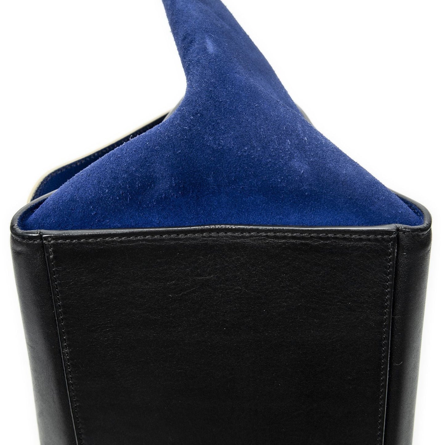 Celine Tricolor Trapeze Black Blue Taupe Calfskin Leather Messenger Bag