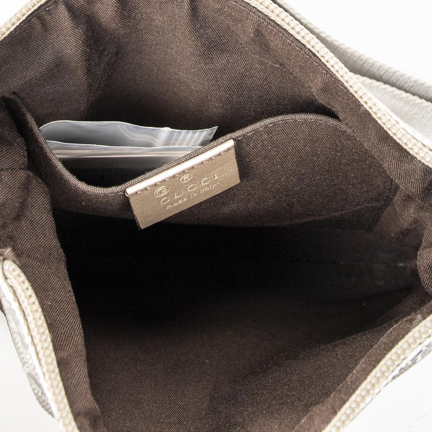 Gucci Zip Messenger Metallic Silver Guccissima Imprint Canvas