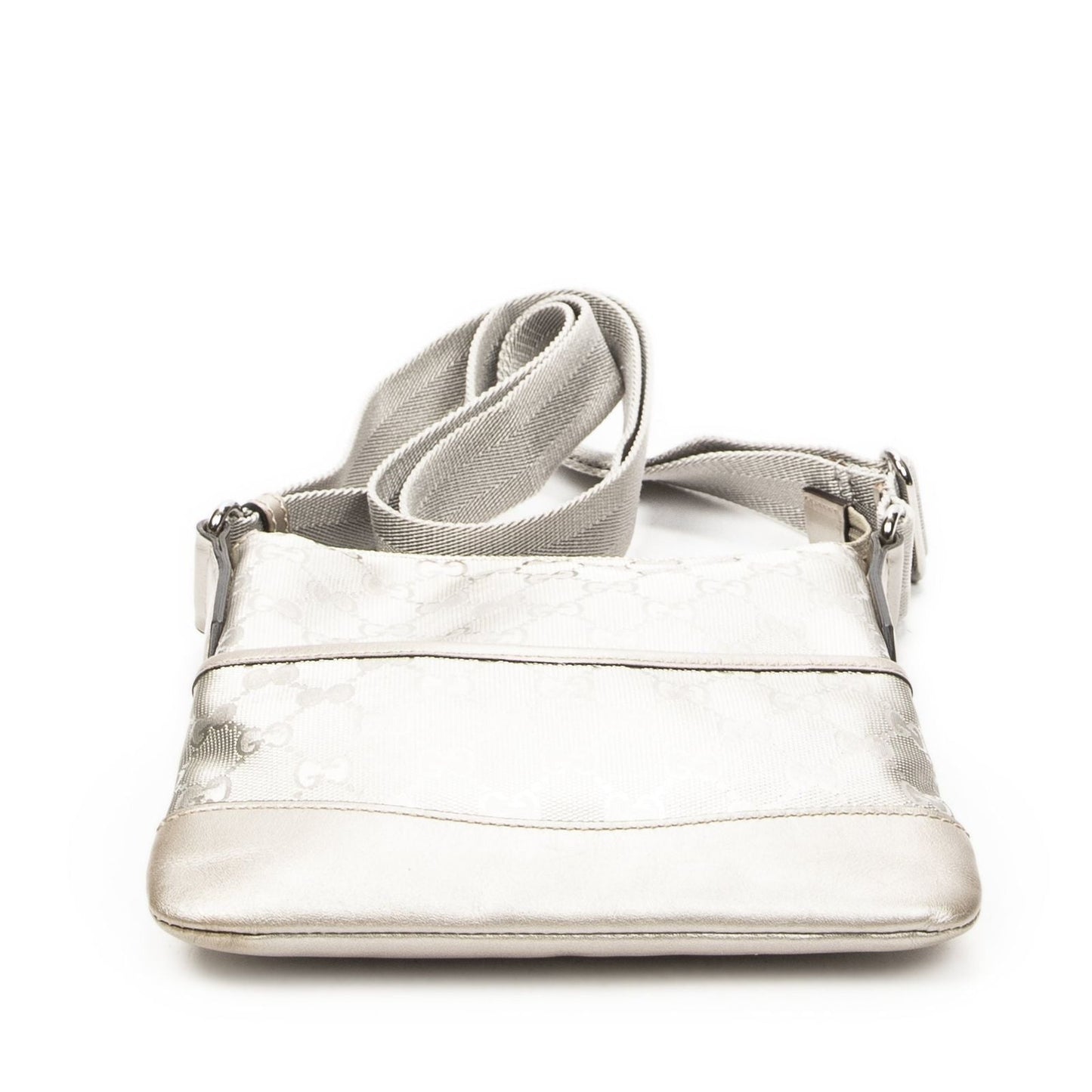 Gucci Zip Messenger Metallic Silver Guccissima Imprint Canvas