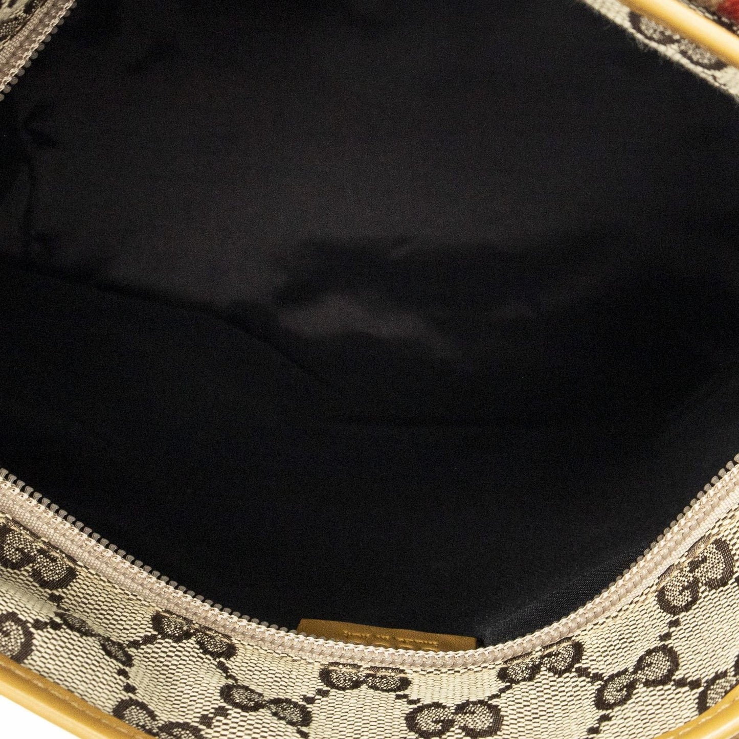 Gucci Front Pocket Zip Tote Beige Tan GG Canvas